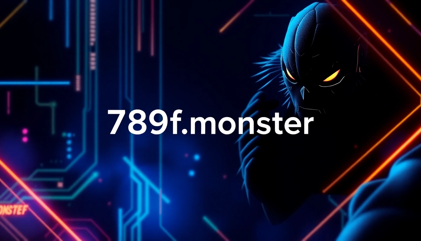 Dynamic depiction of 789f.monster with a digital monster icon, emphasizing mystery and technology for accessibility.
