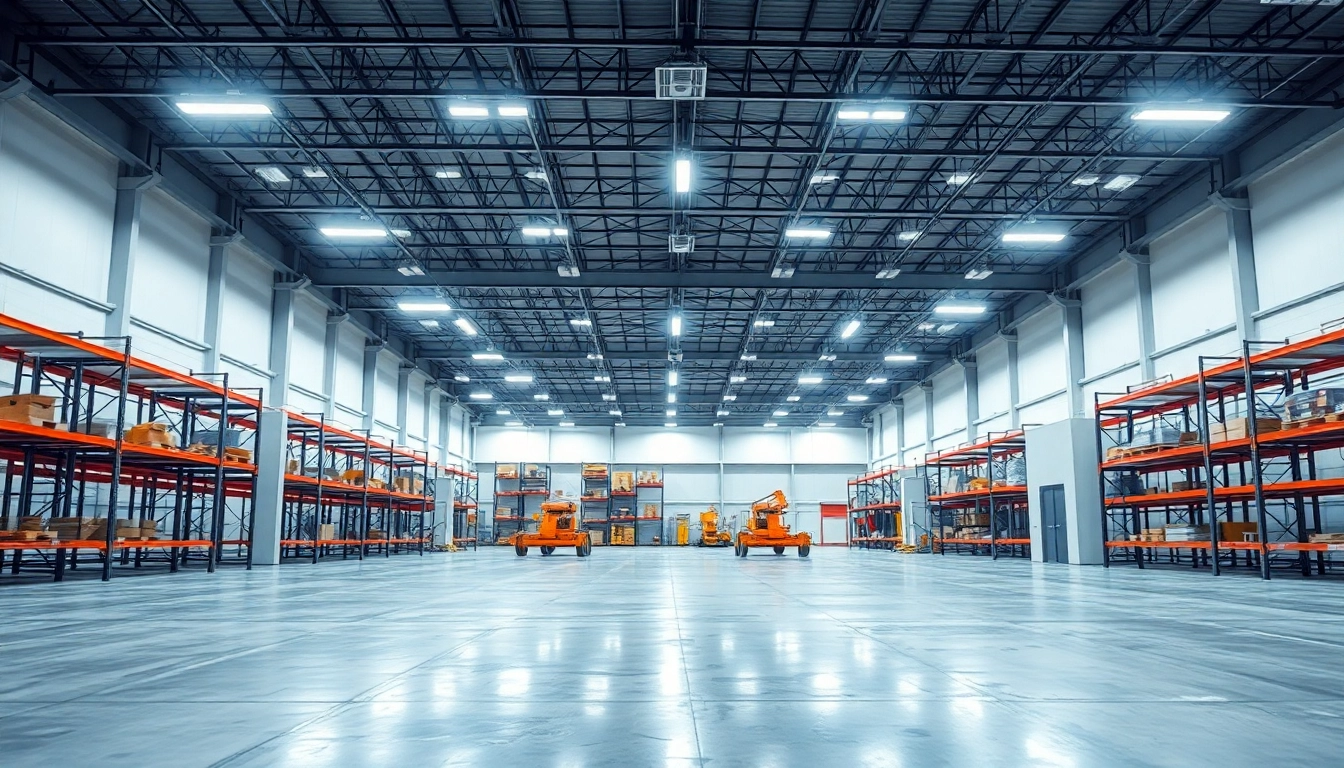 Moderne LED-Beleuchtung in einer großen Industriehalle