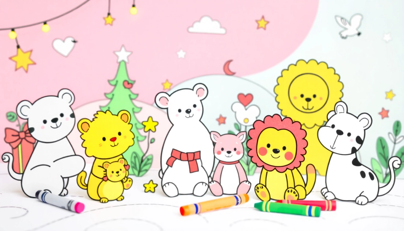 Engaging Free Coloring Pages featuring animals and festive themes for kids to print and color easily.