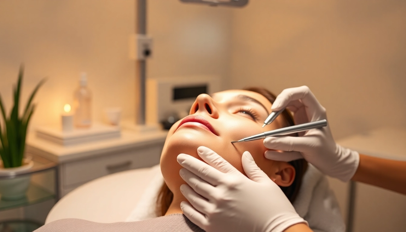 Fadenlifting Zürich: skilled cosmetic specialist performing minimally invasive face lifting with resorbable threads.