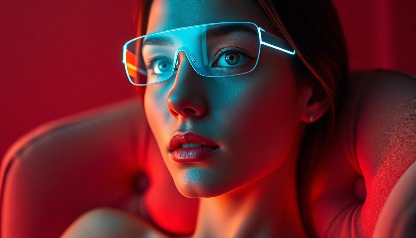 Lifelike NSFW AI Generator portrait in neon studio; cinematic lighting