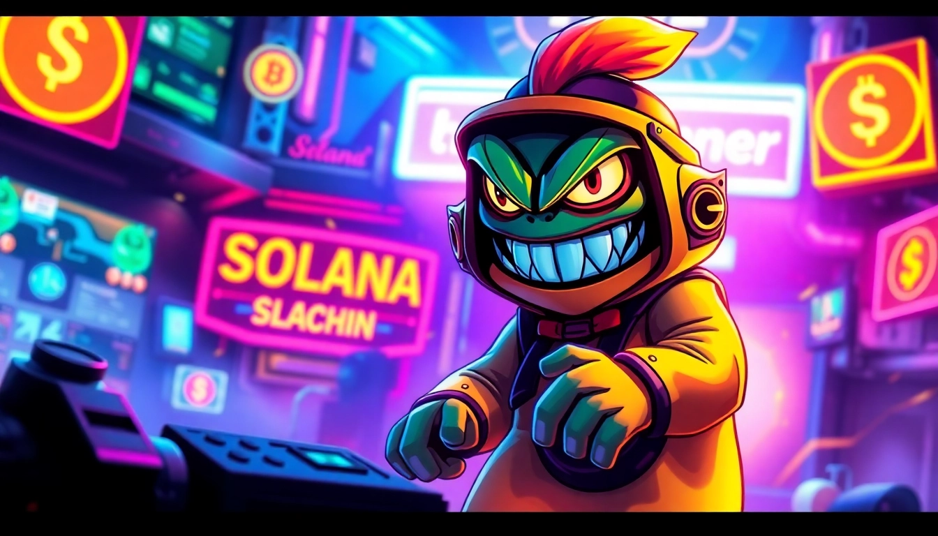 Angry Pepe Solana in action with vibrant graphics and gaming elements, highlighting community