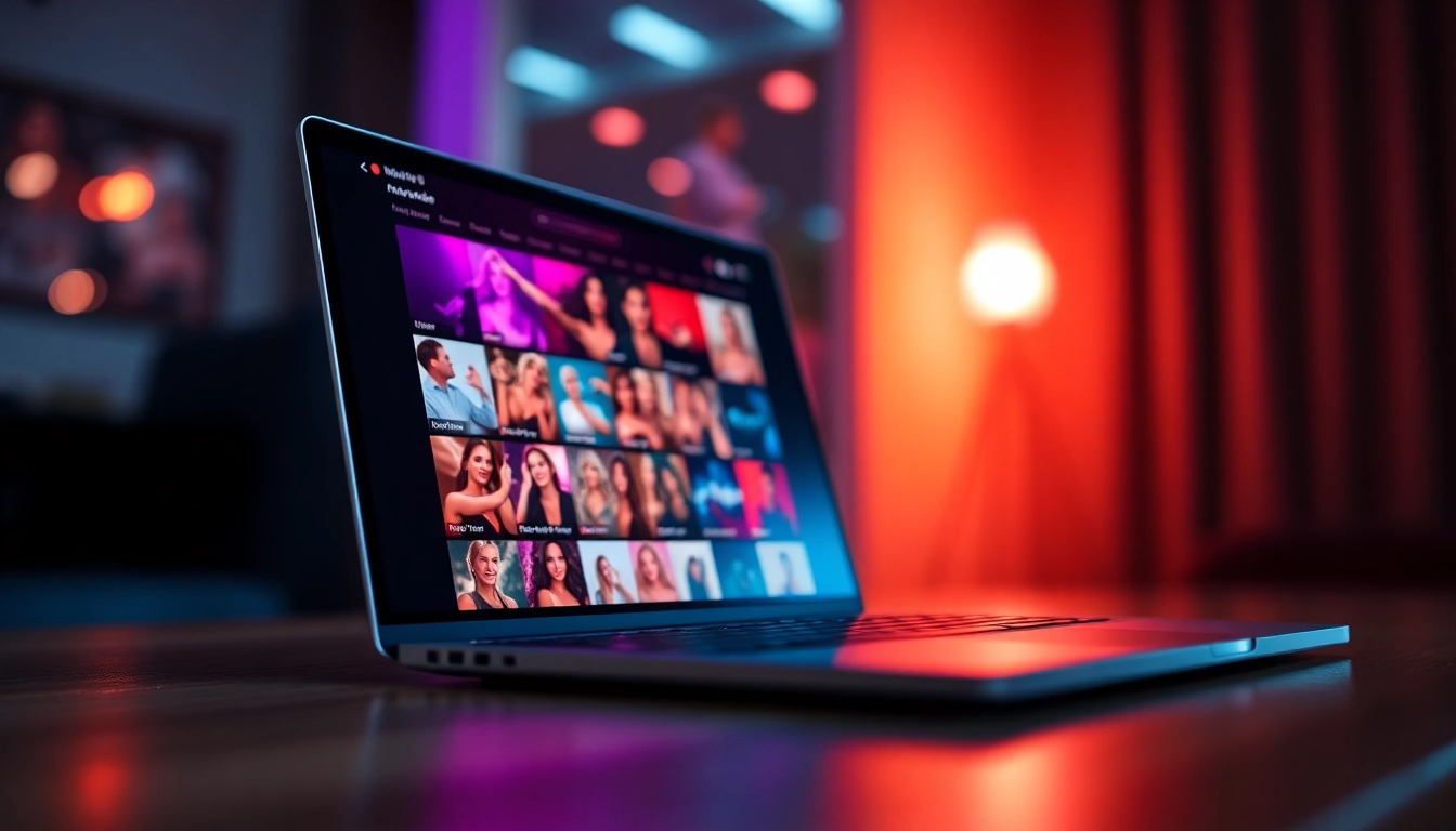 A modern digital device displaying a colorful adult website interface with video thumbnails.