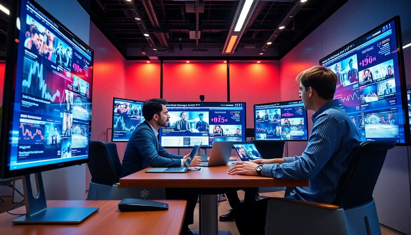 Business News for Startups displayed on screens in a modern office environment to engage