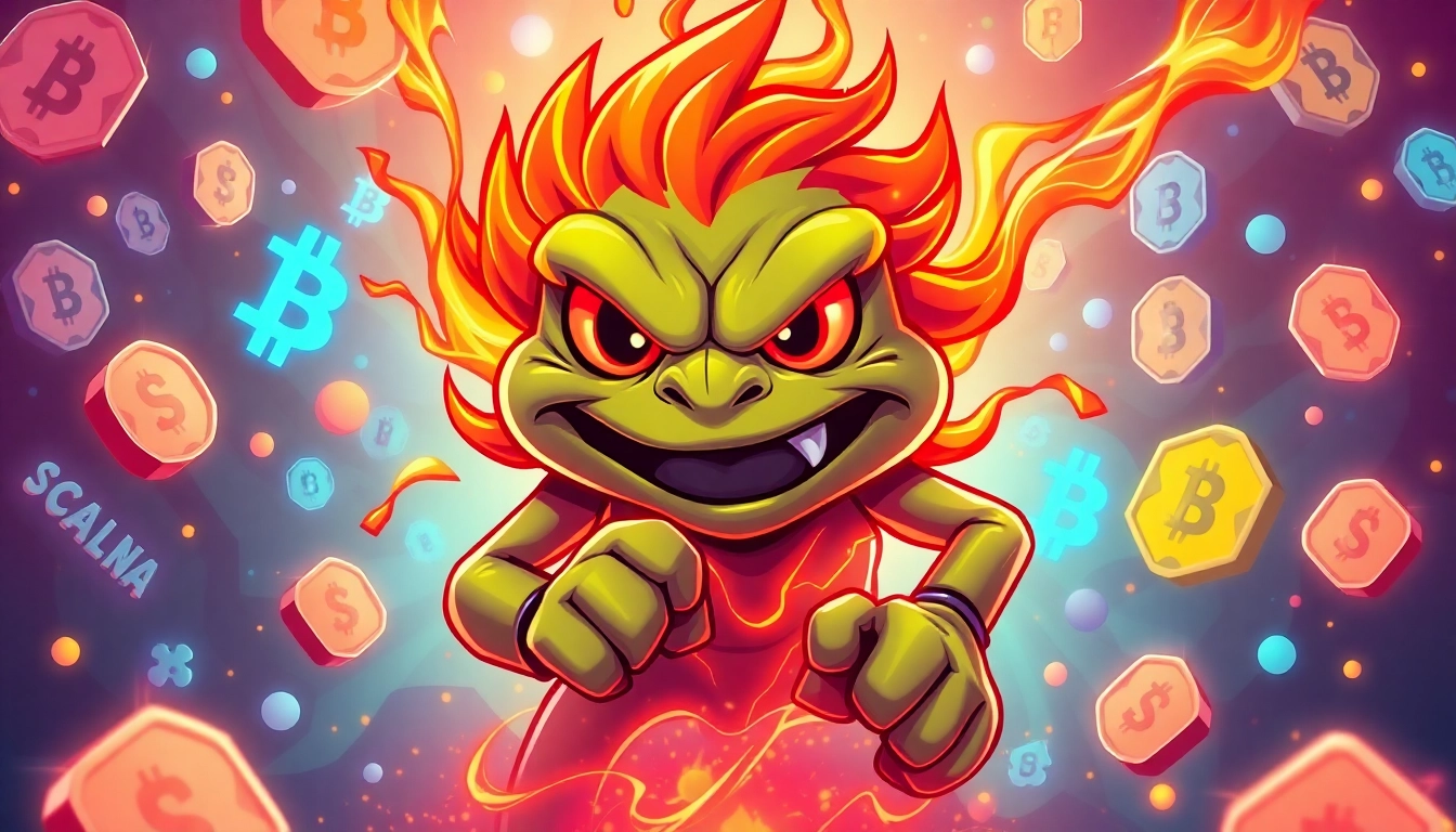Engaging image showing Angry Pepe Solana with blockchain graphics and vibrant colors to attract