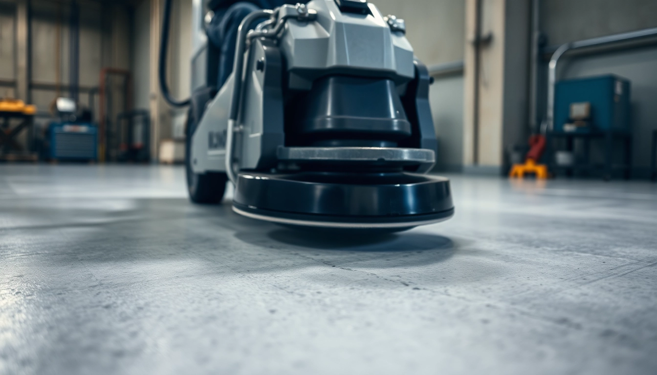 Professional team performing concrete grinding Birmingham on industrial floor with advanced